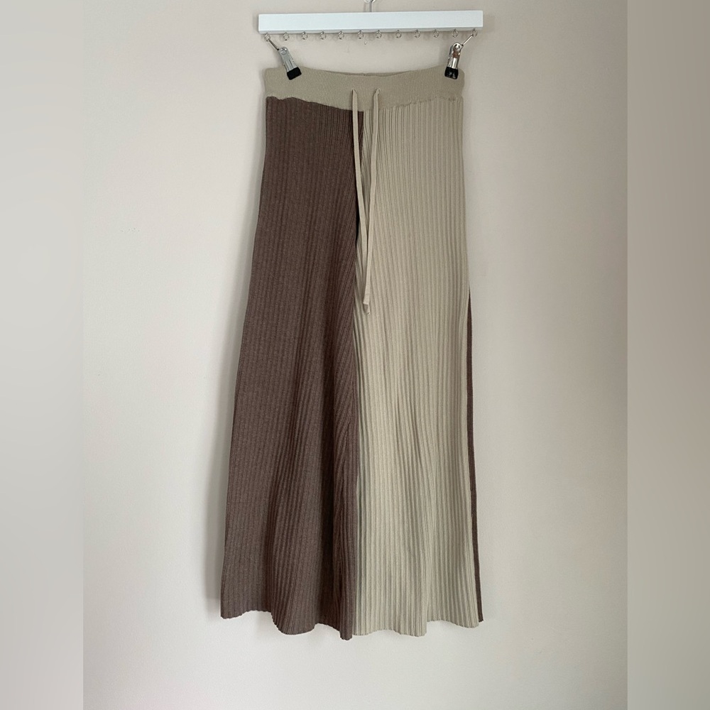 Whiteroom + cactus brown two-toned sweater knit ribbed wide-leg pants small